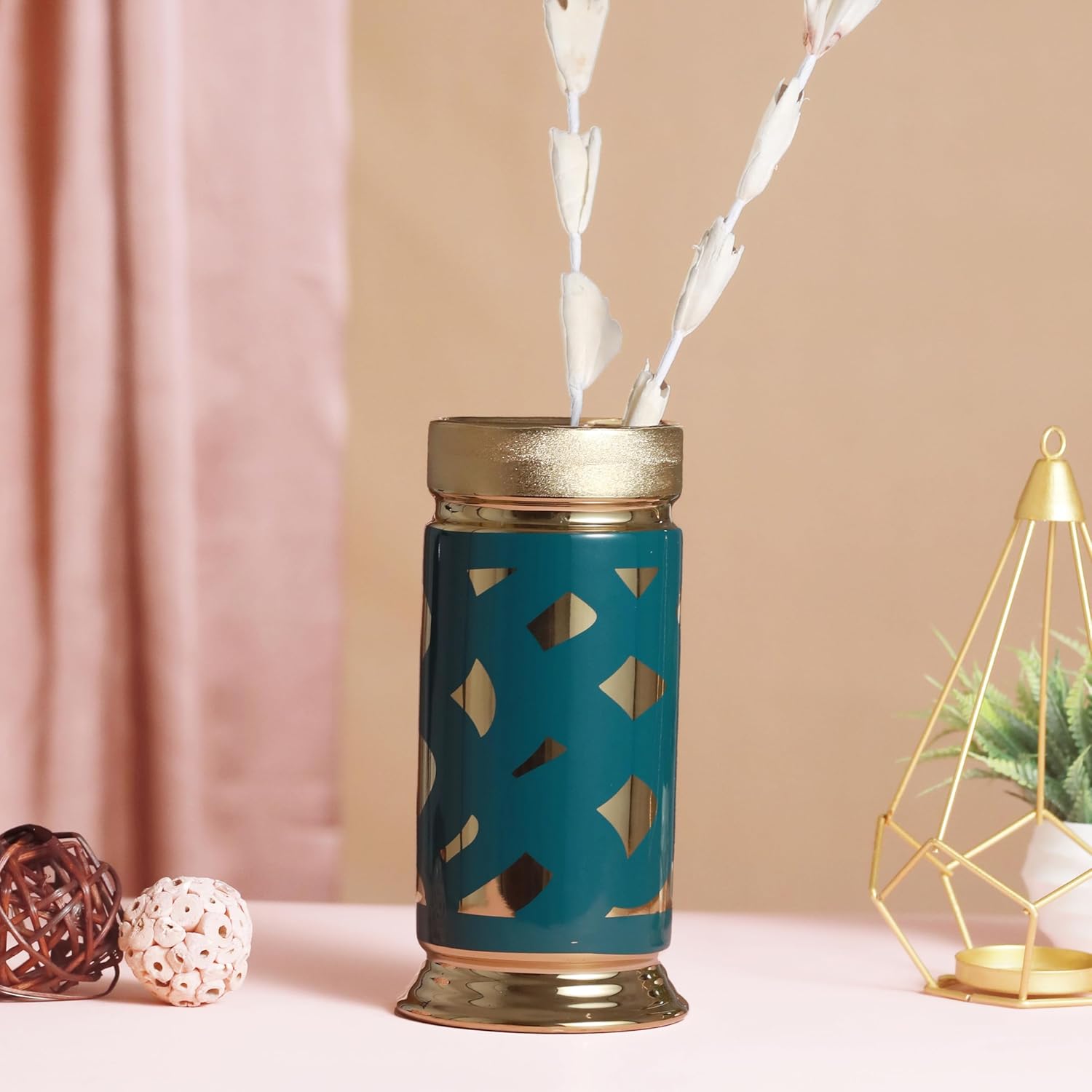 Flower Vase for Flower Plants (Ceramic, Multi, 20 cm X 8 cm) - Vase Pot for Living Room Water Plants Vases Dining Table Decoration Home Décor Bedroom Hall Aesthetic House Warming Gift